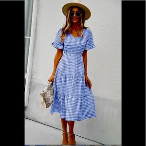 Classic Blue Gingham Dress, Sz S